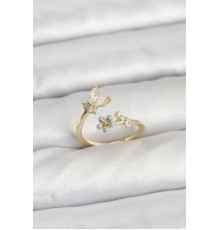 Pirinç Gold Renk Kelebek Model Kadın Yüzük