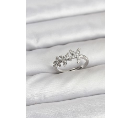 Pirinç Yıldız Model Gümüş Renk Kadın Yüzük