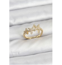 Pirinç Yıldız Model Gold Renk Kadın Yüzük