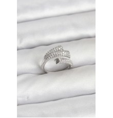 Gümüş Renk Zirkon Taşlı Pirinç Kadın Yüzük