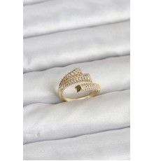 Gold Renk Zirkon Taşlı Pirinç Kadın Yüzük