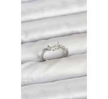 Kelebek Model Gümüş Renk Pirinç Kadın Yüzük