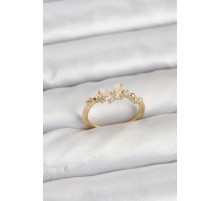 Kelebek Model Gold Renk Pirinç Kadın Yüzük