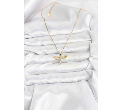 316L Çelik Zincir Gold Renk Yusufçuk Model Kadın Kolye