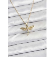 316L Çelik Zincir Gold Renk Yusufçuk Model Kadın Kolye