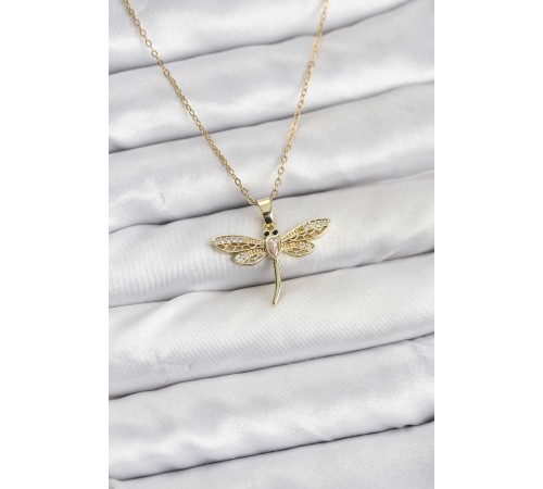 316L Çelik Zincir Gold Renk Yusufçuk Model Kadın Kolye