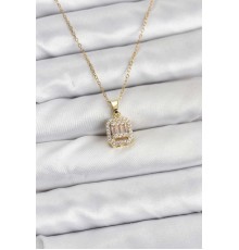 316L Çelik Zincir Gold Renk Baget Model Kadın Kolye