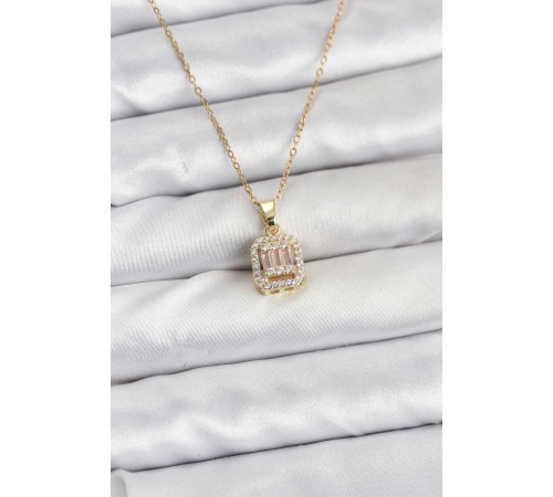 316L Çelik Zincir Gold Renk Baget Model Kadın Kolye