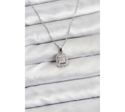 316L Çelik Zincir Gümüş Renk Baget Model Kadın Kolye