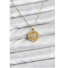 316L Çelik Zincir Gold Renk Kutup Yıldızı Kapaklı Model Kadın Kolye