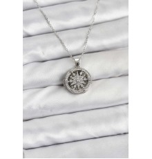 316L Çelik Zincir Gümüş Renk Kutup Yıldızı Kapaklı Model Kadın Kolye