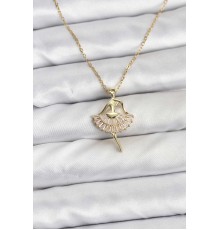 316L Çelik Zincir Gold Renk Balerin Model Kadın Kolye