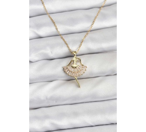 316L Çelik Zincir Gold Renk Balerin Model Kadın Kolye