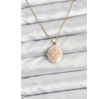 316L Çelik Zincir Gold Renk Mineli Lotus Model Açılabilir Kadın Kolye