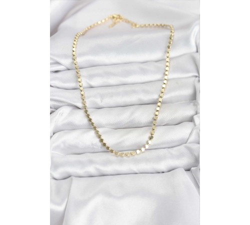 316L Çelik Zincir Gold Renk Ezme Zincir Model  45 cm Kadın Kolye
