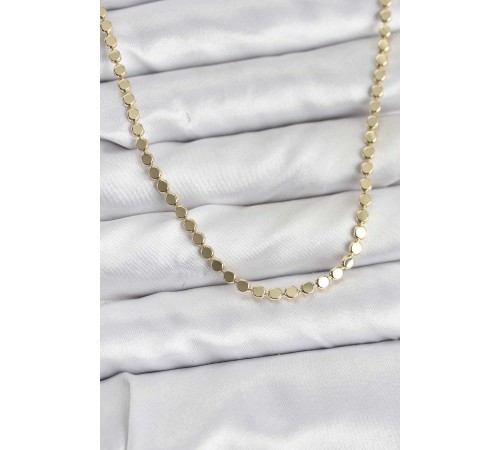 316L Çelik Zincir Gold Renk Ezme Zincir Model  45 cm Kadın Kolye