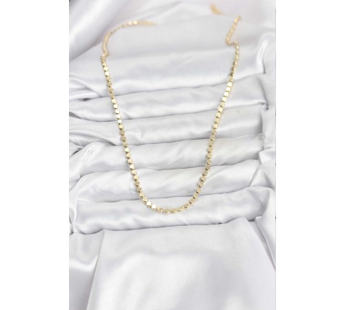316L Çelik Zincir Gold Renk Ezme Zincir Model 65 cm Kadın Kolye