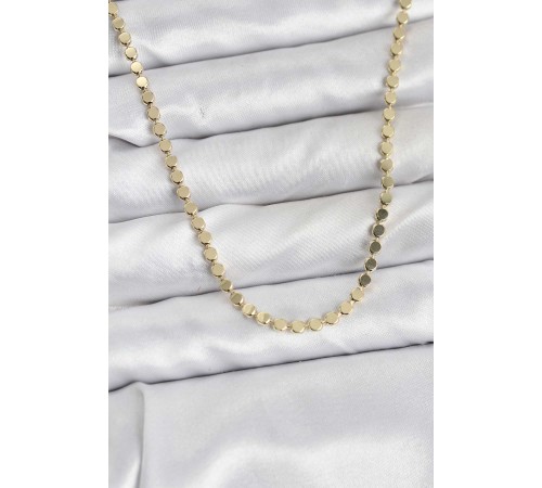 316L Çelik Zincir Gold Renk Ezme Zincir Model 65 cm Kadın Kolye