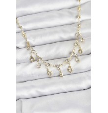 316L Çelik Zincir Gold Renk Zirkon Taşlı Kadın Kolye