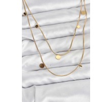 316L Çelik Zincir Gold Renk Pullu Kadın Kolye