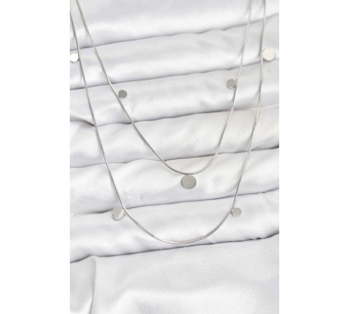 316L Çelik Zincir Gümüş Renk Pullu Kadın Kolye