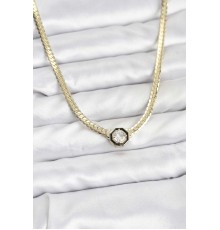 Gold Renk Pirinç Zirkon Taşlı Kadın Kolye