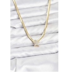 Gold Renk Pirinç Yıldız Zirkon Taşlı Kadın Kolye