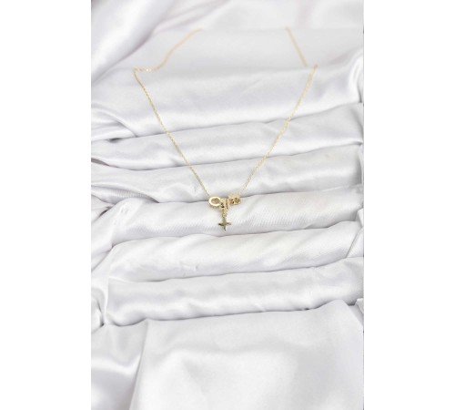 Gold Renk Pirinç Minimal Charmlı Kadın Kolye