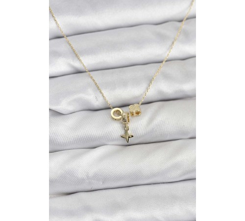 Gold Renk Pirinç Minimal Charmlı Kadın Kolye