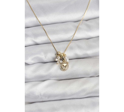 Gold Renk Pirinç Minimal Kelebek Charmlı Kadın Kolye