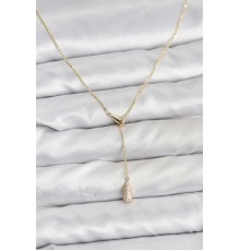 Pirinç Gold Renk Asansörlü Damla Model Kadın Kolye