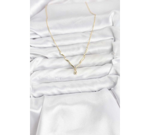 Pirinç Gold Renk Damla Model Kadın Kolye