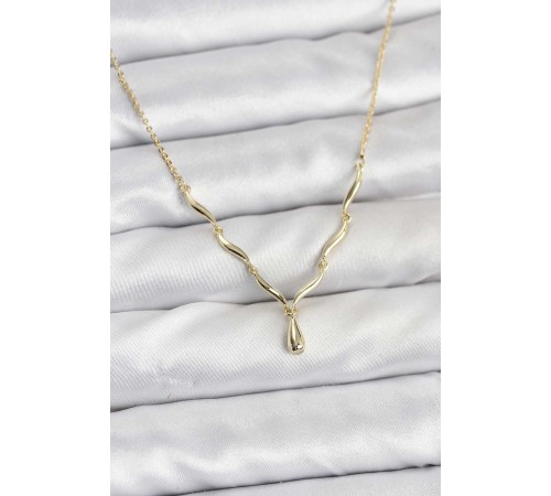 Pirinç Gold Renk Damla Model Kadın Kolye