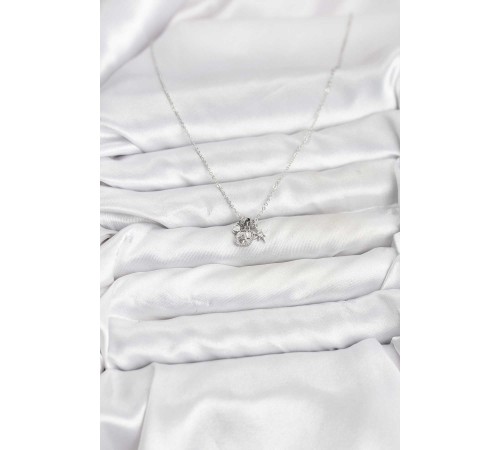 Pirinç Gümüş Renk Minimal Charmlı Kadın Kolye