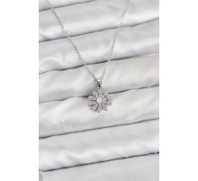 Pirinç Gümüş Renk Çiçek Model Kadın Kolye