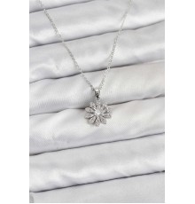 Pirinç Gümüş Renk Çiçek Model Kadın Kolye