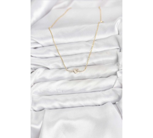 Pirinç Gold Renk Düğüm Kalp Model Kadın Kolye