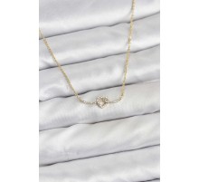 Pirinç Gold Renk Düğüm Kalp Model Kadın Kolye