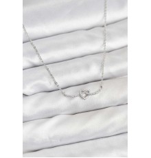 Pirinç Gümüş Renk Düğüm Kalp Model Kadın Kolye