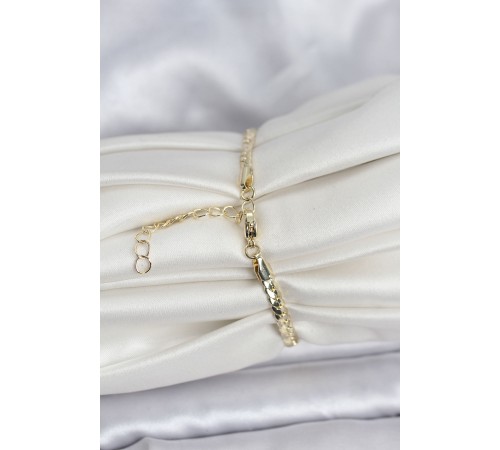 Pirinç Gold Renk Zirkon Taşlı Kadın Bileklik