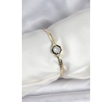 Pirinç Gold Renk Zirkon Taşlı Kadın Bileklik