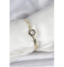 Pirinç Gold Renk Zirkon Taşlı Kadın Bileklik