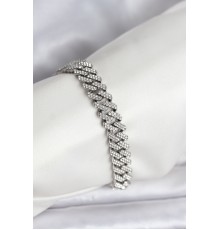 Gümüş Renk Pirinç Cuba Chain Gurmet Bileklik