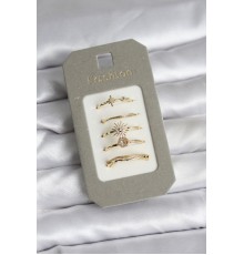 Pirinç Gold Renk 5'li Yüzük Seti