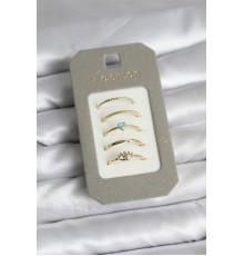 Pirinç Gold Renk 5'li Yüzük Seti