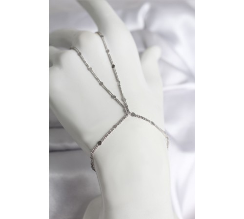 316L Çelik Gümüş Renk Parçalı Ezme Zincir Model Kadın Şahmeran