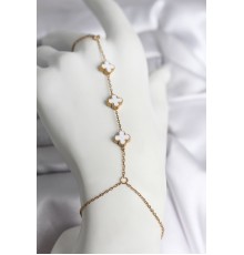 316L Çelik Gold Renk Beyaz Yonca Model Kadın Şahmeran