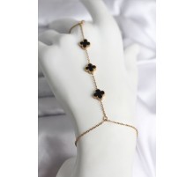 316L Çelik Gold Renk Siyah Yonca Model Kadın Şahmeran