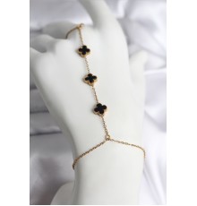 316L Çelik Gold Renk Siyah Yonca Model Kadın Şahmeran