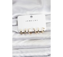 Gold Renk Pirinç Minimal Kalp Detaylı Kadın Küpe Seti